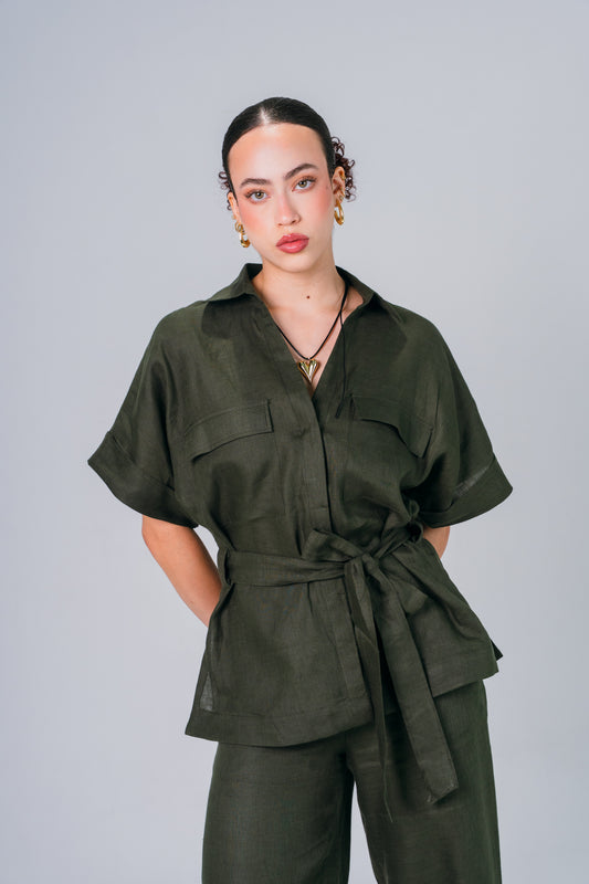 Blusón Lino Zaron Oliva - Giustiv