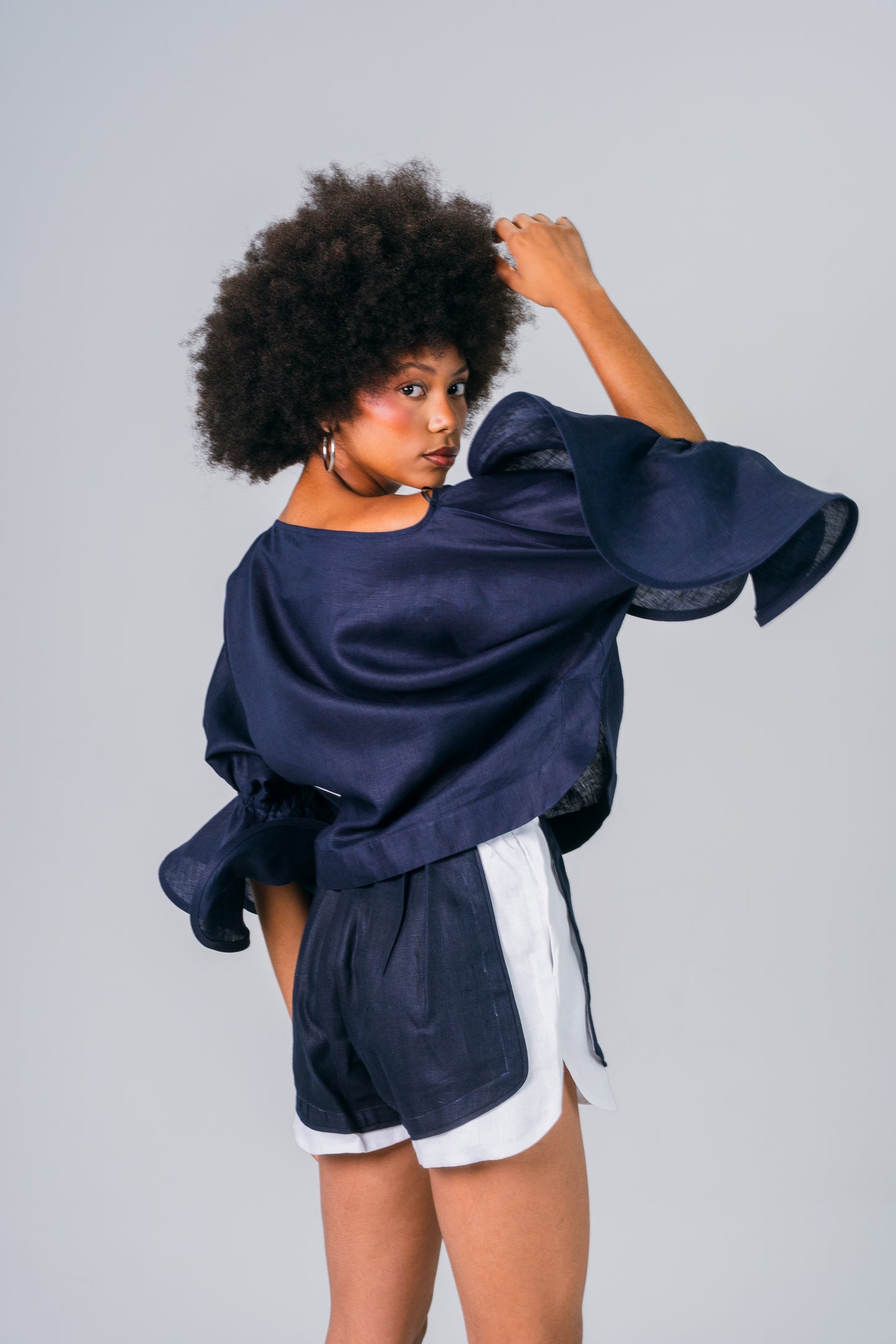 Short Tulipan de lino azul - Giustiv