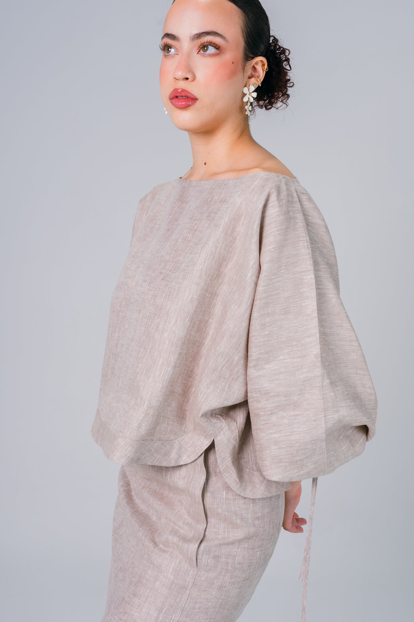 Blusa Color Avena con lazo - Giustiv