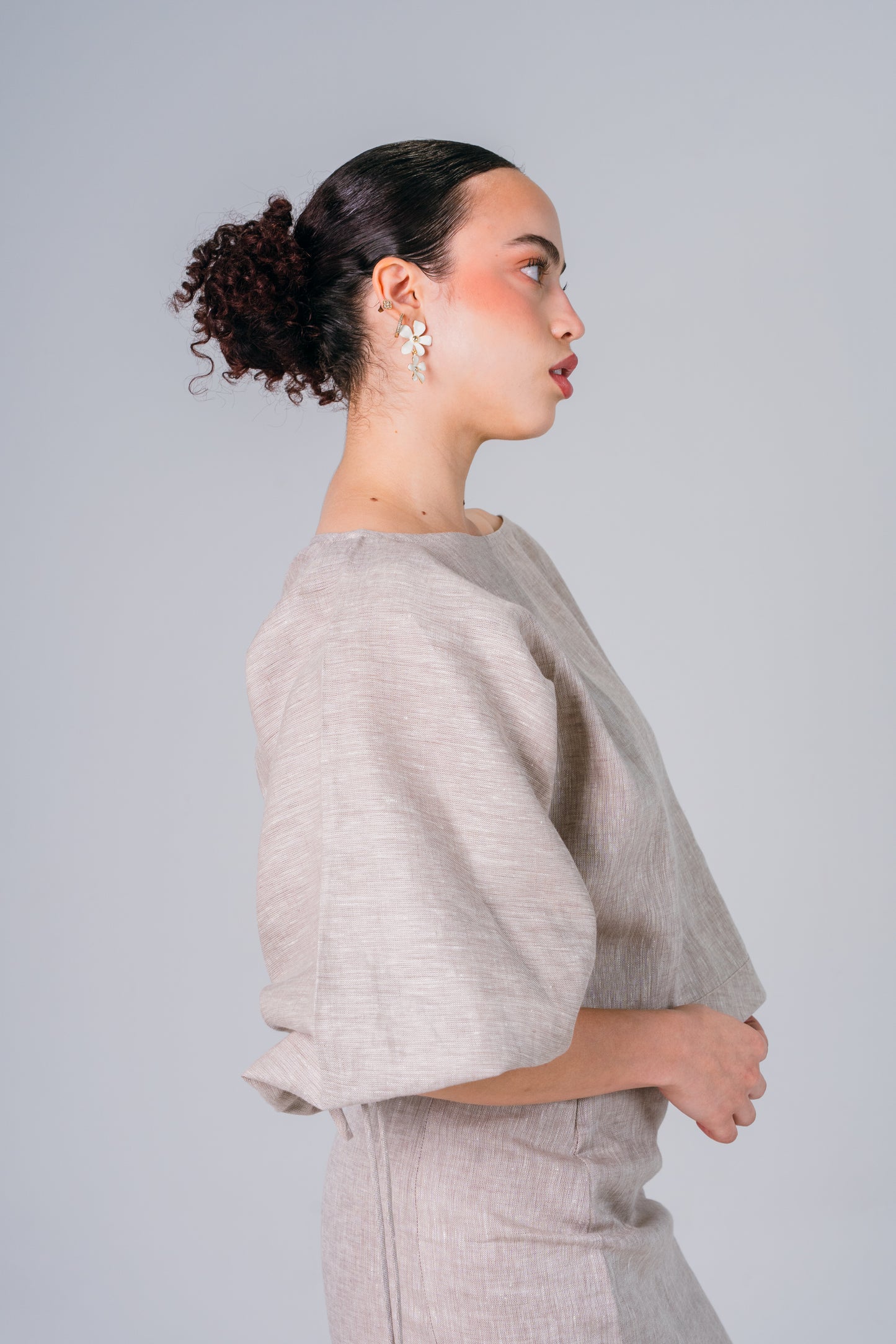 Blusa Color Avena con lazo - Giustiv