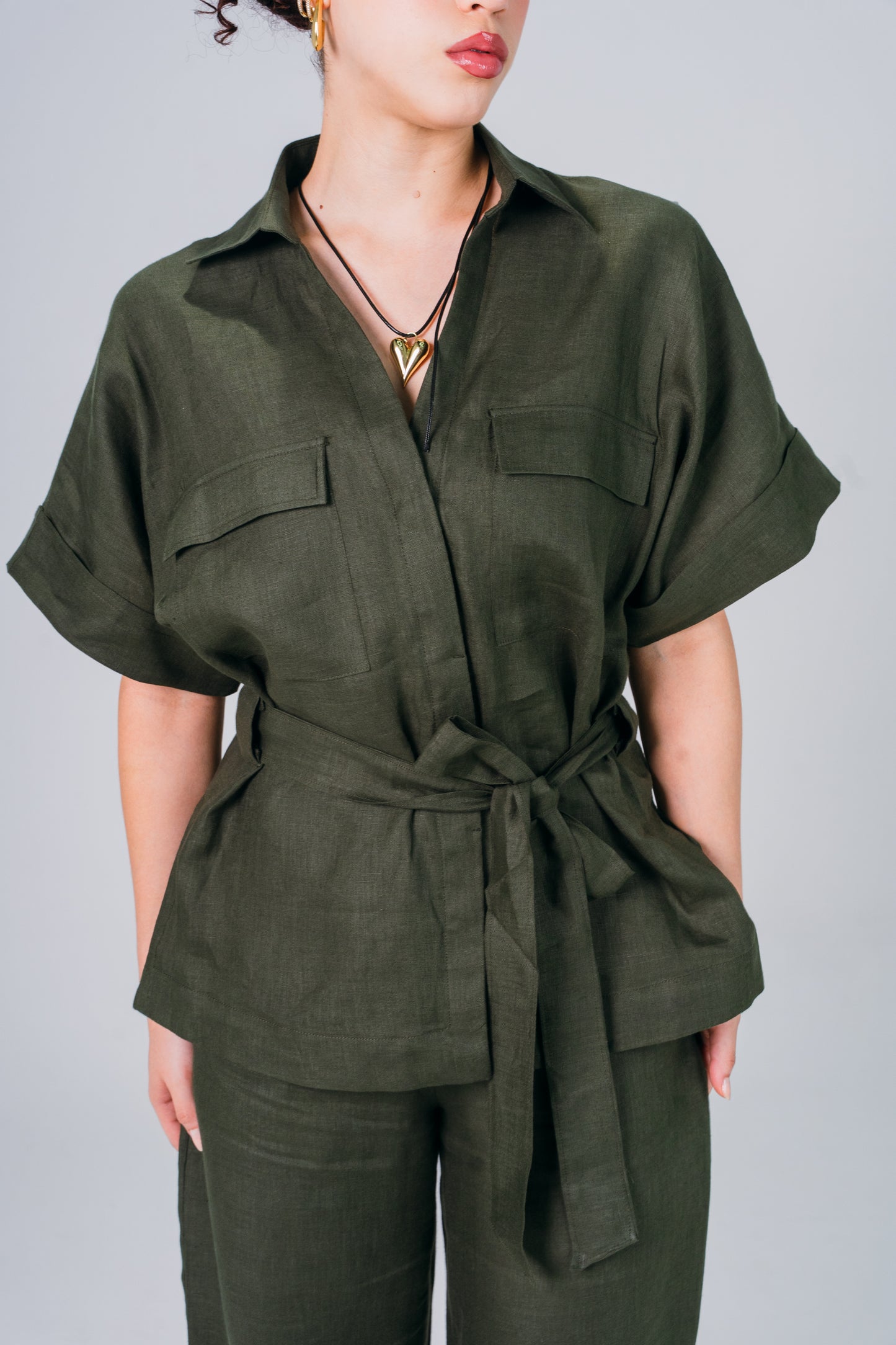 Blusón Lino Zaron Oliva - Giustiv