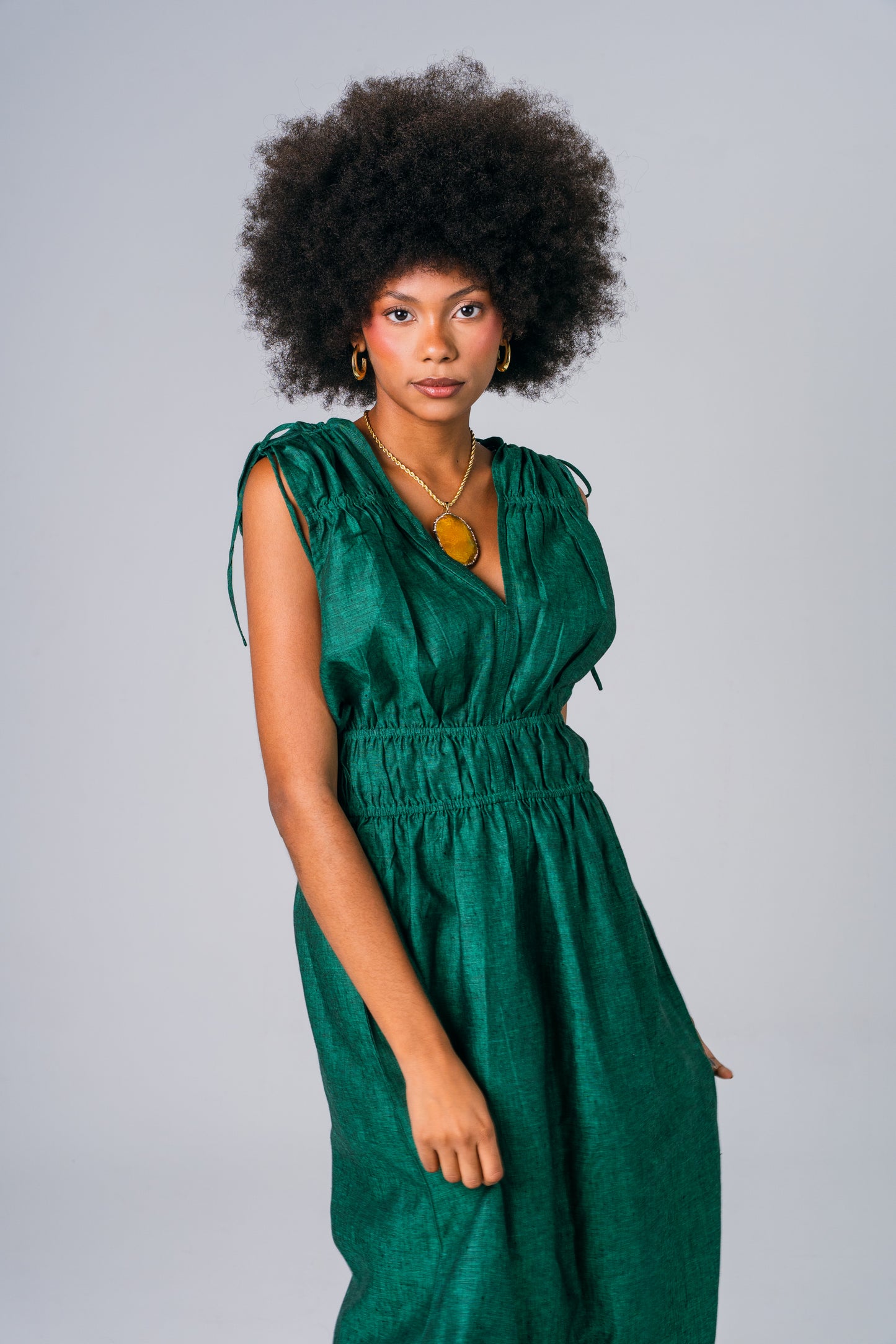 Vestido Lino Esmeralda Prais - Giustiv