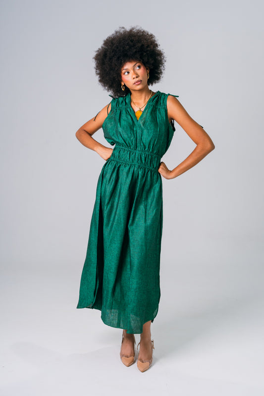 Vestido Lino Esmeralda Prais - Giustiv