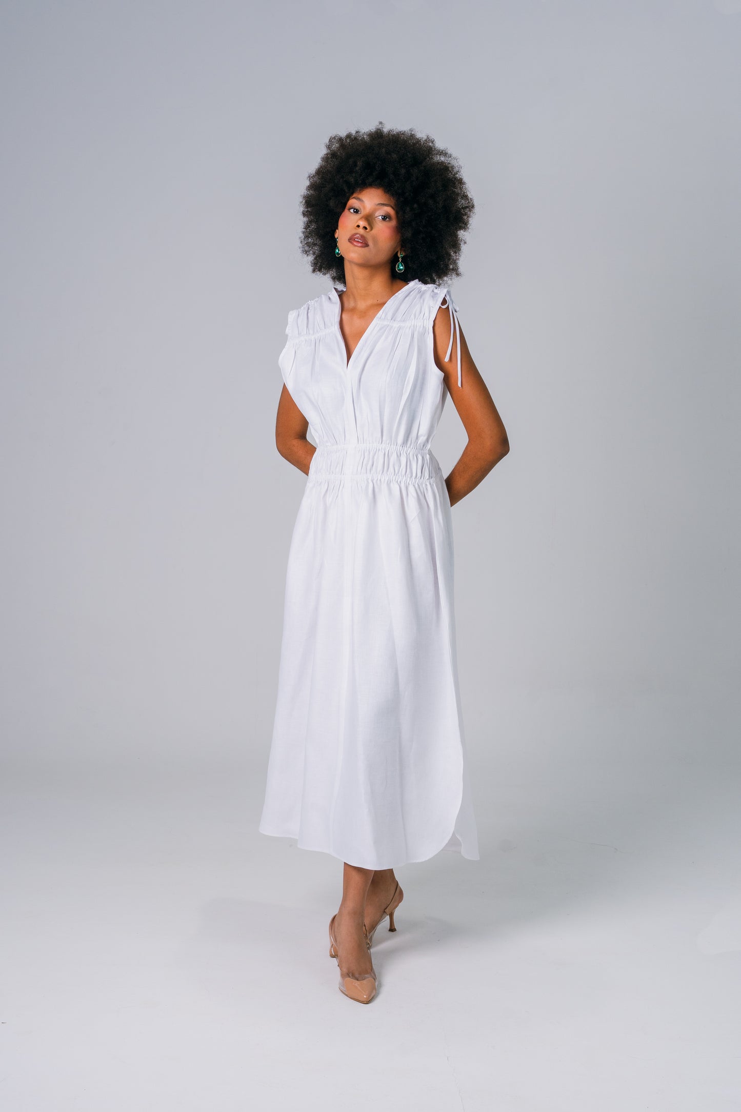 Vestido Lino Blanco Prais - Giustiv