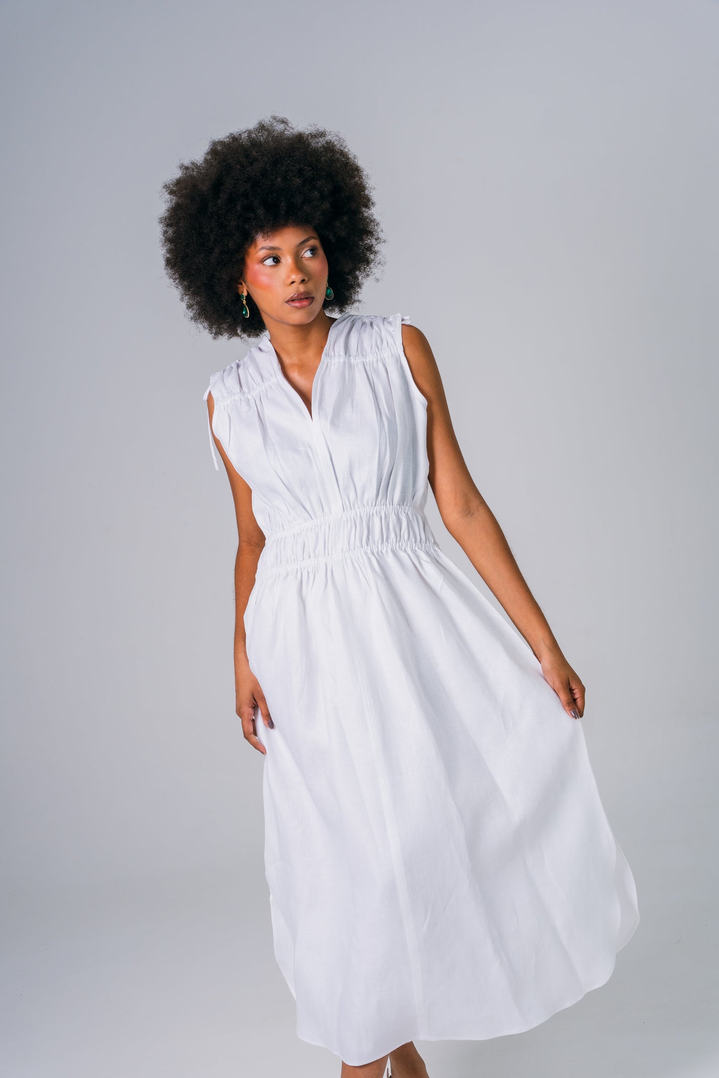 Vestido Lino Blanco Prais - Giustiv