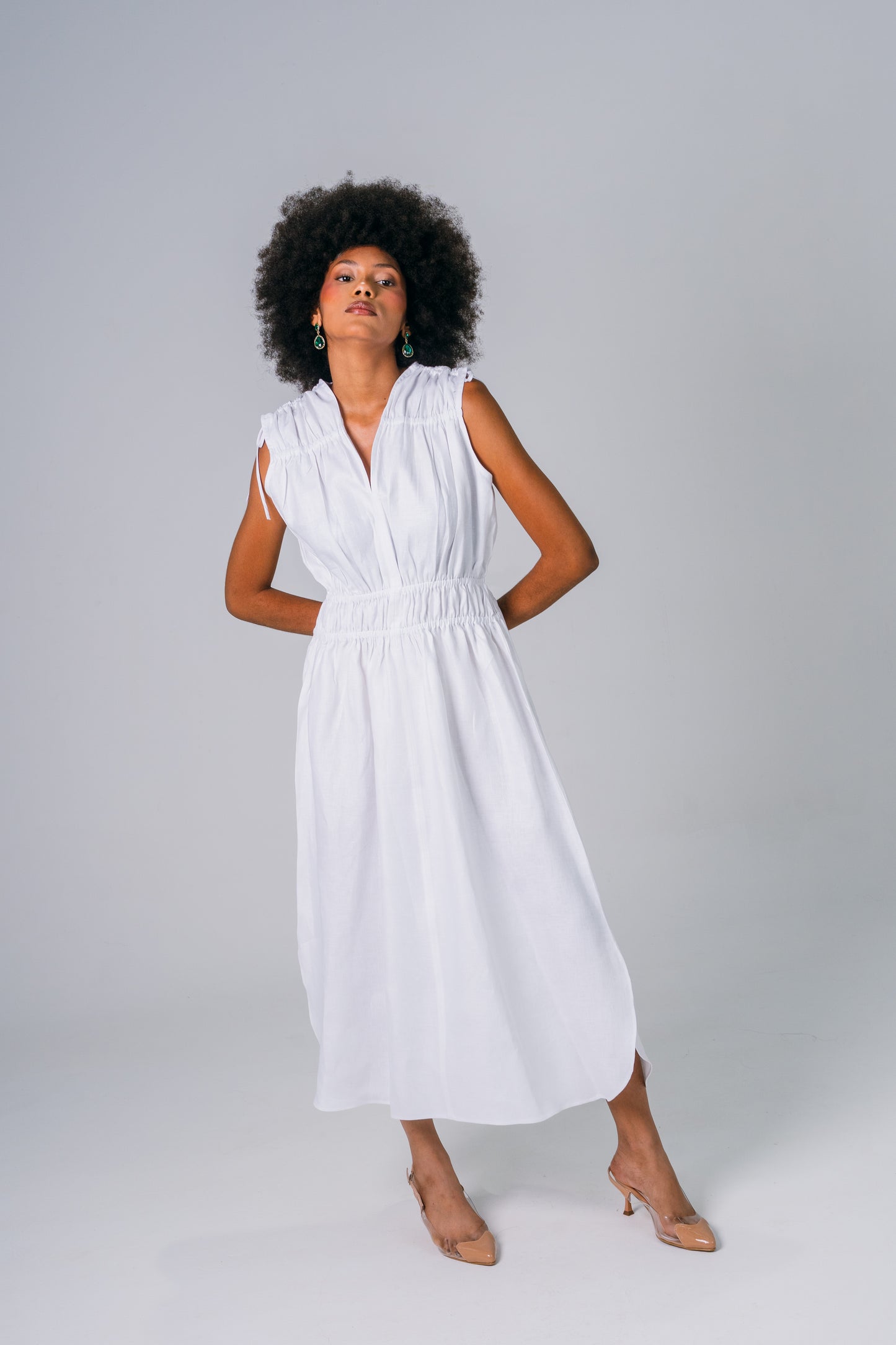 Vestido Lino Blanco Prais - Giustiv